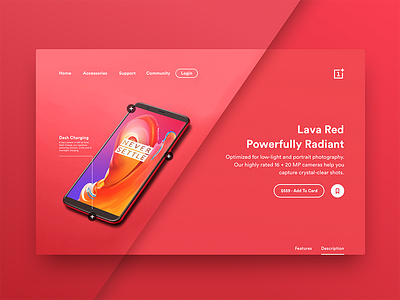 OnePlus 5T Lava Red - Ecommerce Homepage clean daily dash charging ecommerce inspiration interaction interface is never settle oneplus ui