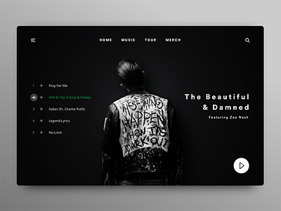 G-Easy - Music Album Preview album daily dark g easy landing minimal music player playlist ui ux