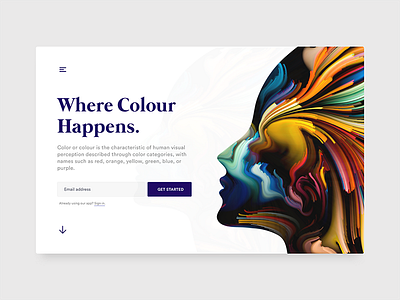 Where Colour Happens. - Landing Page app color daily experiences interaction ios landing minimal sketch ui userinterface ux