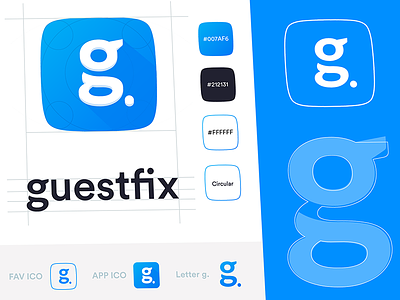 GuestFix Branding brand guide identity branding project color palette color shapes company style guide digital brand book final option greyscale color logotype logo mark construction logo options outline spacing design working process