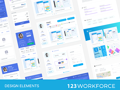 123 Workforce - Design Elements cv dashboard freelancer interaction interface ios jobs minimal mobile app portfolio ui ux