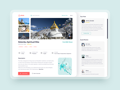 Airbnb Experience details page redesign adventure airbnb airbnbclone experience interface minimal product rebound reedesign trendy ui design uidesign uiux web webdesign