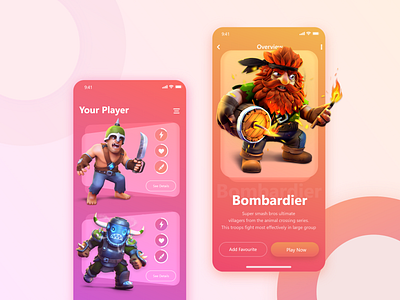 Game App UI 2019 adobexd app character colorful design game gradient interface minimal mobile app play trendy ui vibrant