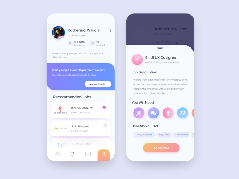 Job Portal App UI by Tanmoy for TechCare UX Studio on Dribbble