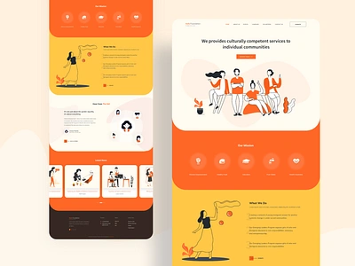 Non profit organization landing page adobexd branding characterdesign colorful design header icongraphy illustration interface landingpage minimal organization service trendy typography uidesign user interface ux webdesign