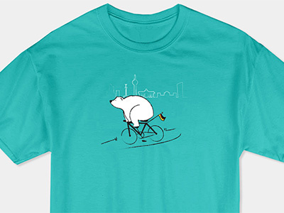Bear by bike on T-Shirt berlin illustration t-shirt