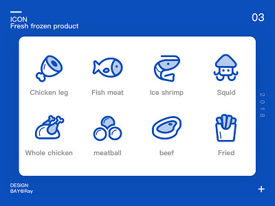 icon-Fresh beef blue chicken leg french fries fresh icon squid ui