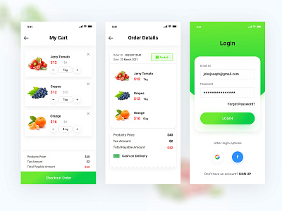 Online Grocery App UI Kit appui appux clean minimal mobileapp simple uidesign uiux