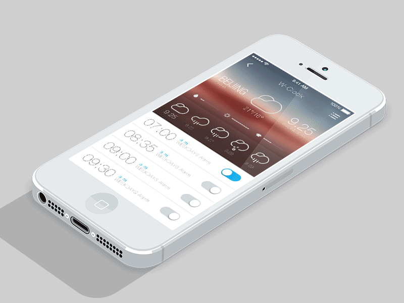 [GIF]Weather Colck ae after effect alarm clock flat ios7 motion graphic photoshop ui weather