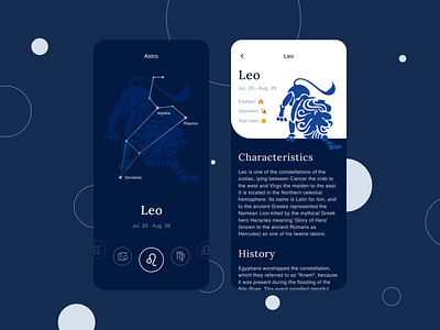 Astrology mobile app astrology blue leo mobile app stars ui white zodiac
