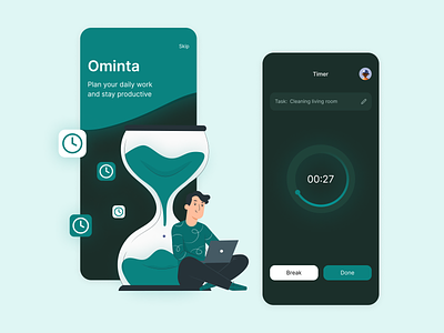 Countdown timer - UI daily: day 14 countdown timer dark day 14 design green illustration mobile app timer ui ui daily