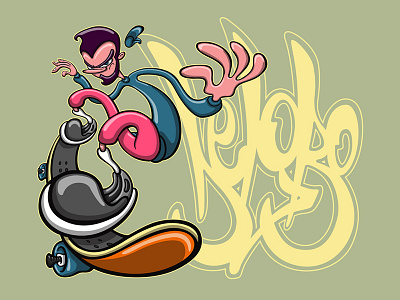 Skate cartoon catooning character design graffiti illustration letters skate