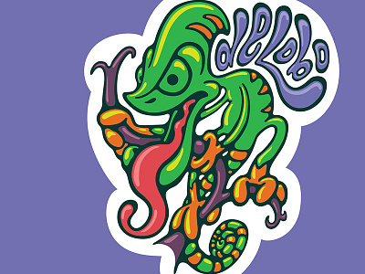 Camaleao 800x600px cartoon chameleon character design illustration sticker