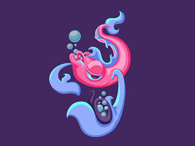 Fish cartoon cartooning character design fish illustration neon