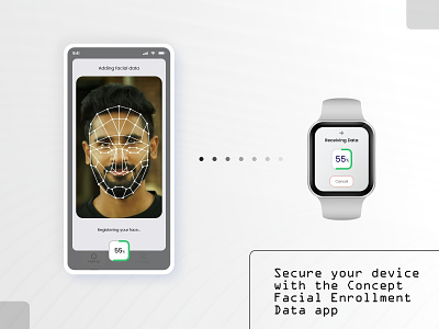 Concept of facial Enrollment using apple watch artificialintelligence biometric data detection face enrollment face recognition facial human face scanner registration scan security ui ui ux design