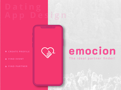 Emocion Dating app 2019 app best clean dating app dating ui design webapp responsive interaction minimal mobile app mobile app design mobile app ios ui ui ux design