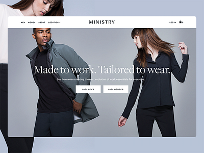 Ministry branding e commerce menswear ui web design womenswear