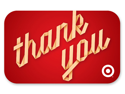 Thank You art direction folded paper gift card lettering origami target type