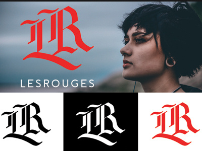 Les Rouges new logo blackletter branding handletter lesrouges logo typography