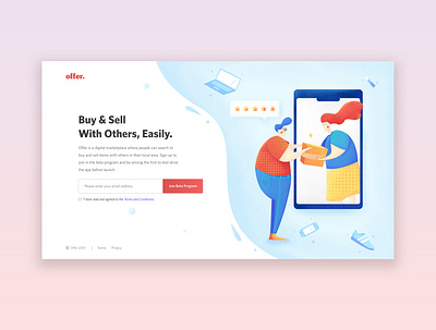 'Offer' landing page design branding hadokenlab illustration landing page ui design