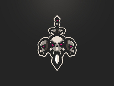 Three Skulls + Sword Mascot logo