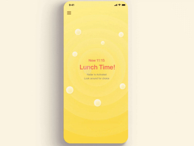 #029 - Food Map animation bubble daily ui food food map interface lunch map mobile principle radar search ui ui challange yellow