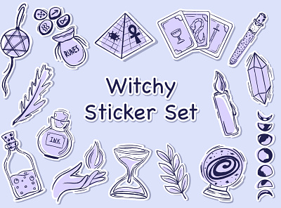 Witchy Sticker Set ai art cartoon design design logo digital art doodle identity illustration