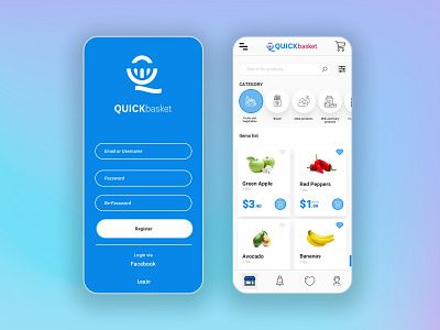 Qucikbasket APP delivery delivery app delivery service delivery status design grocery grocery app grocery delivery grocery store store store app ui ui design uiux ux uxdesign