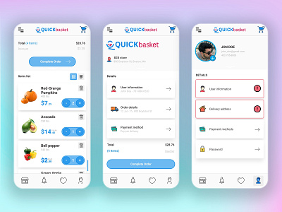 QuickBasket App design grocery grocery app grocery store shop shopping app store store app ui ui design uiux ux design