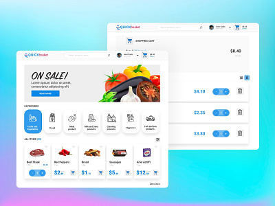 QucikBasket Web App delivery delivery app design grocery grocery app grocery store store ui ui design uiux user interface web web app web design webdesign