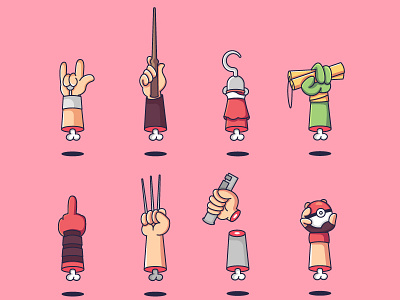 famous hands (part 1) hand heroes illustration vector