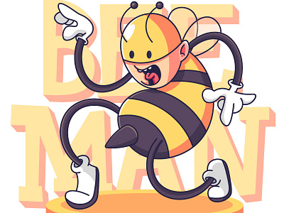 Bee-Man bee character funny illustration superhero vector