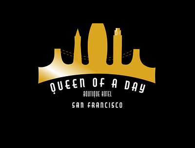 Queen of A Day Boutique Hotel branding city crown design hotel illustration logo san francisco skyline