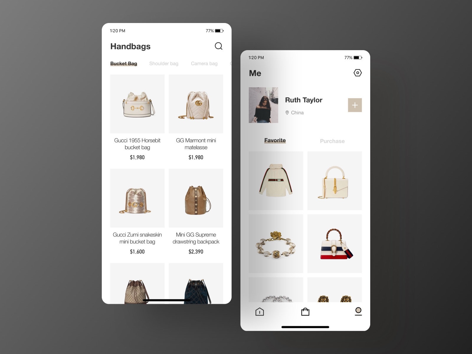 E-commerce App Interface for gucci by C_Qing on Dribbble