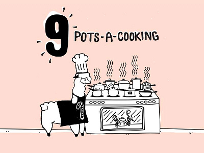 Holiday Countdown - 9 Days till Christmas! alpaca apron chef hat cooking hand drawn hermit crab holiday illustration illustrator oven mitts photoshop pots