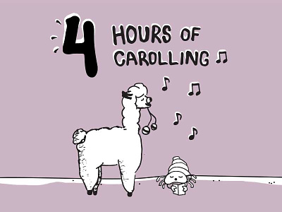 Holiday Countdown - 4 Days till Christmas! alpaca carolling characters countdown hand drawn hermit crab holiday illustration music photoshop singing snow