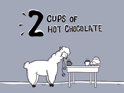 Holiday Countdown - 2 Days till Christmas! alpaca cooking countdown hand drawn hermit crab holiday hot chocolate illustration illustrator photoshop pots table