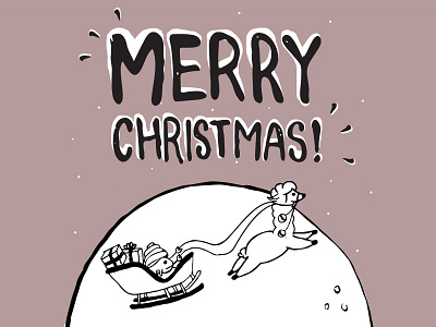 Holiday Countdown - Merry Christmas! alpaca characters countdown hand drawn hermit crab holiday illustration merry christmas moon photoshop sleigh