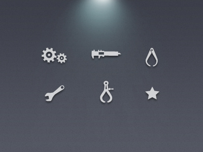 Engineering Icon Set for Website calliper engineering gadget gears grey light star wrench