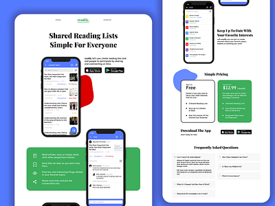 readily. - Landing Page Exploration app app showcase blobs colorful features homepage landing minimal pricing pricing plans typography ui web website