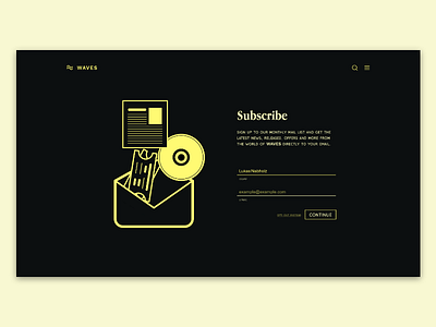 Sign up page - WAVE Mailing list branding dailui daily design flat illustration minimal typography ui vector web website