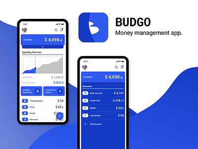 BUDGO - Money/Budget Management App android app app design blue branding icon ios logo minimal mobile app mobile app design mobile ui ui ui ux ux