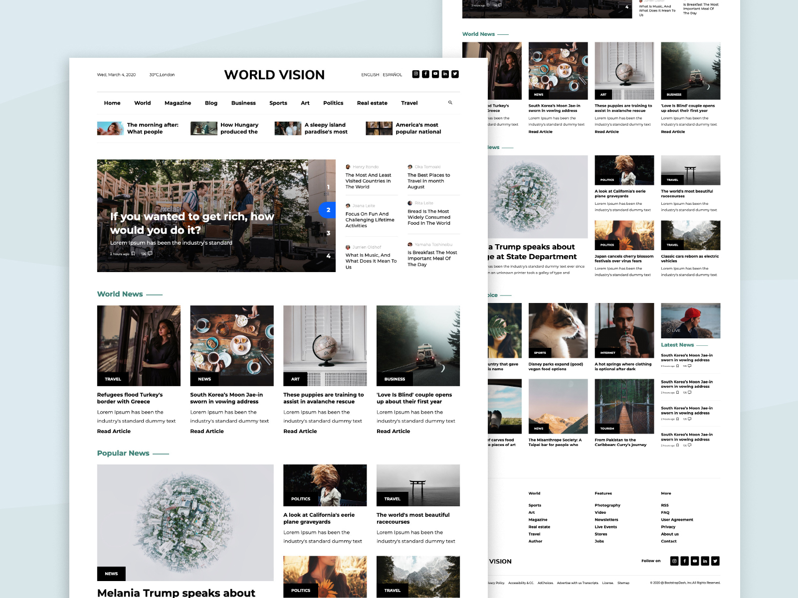 News Website Templates by BootstrapDash on Dribbble