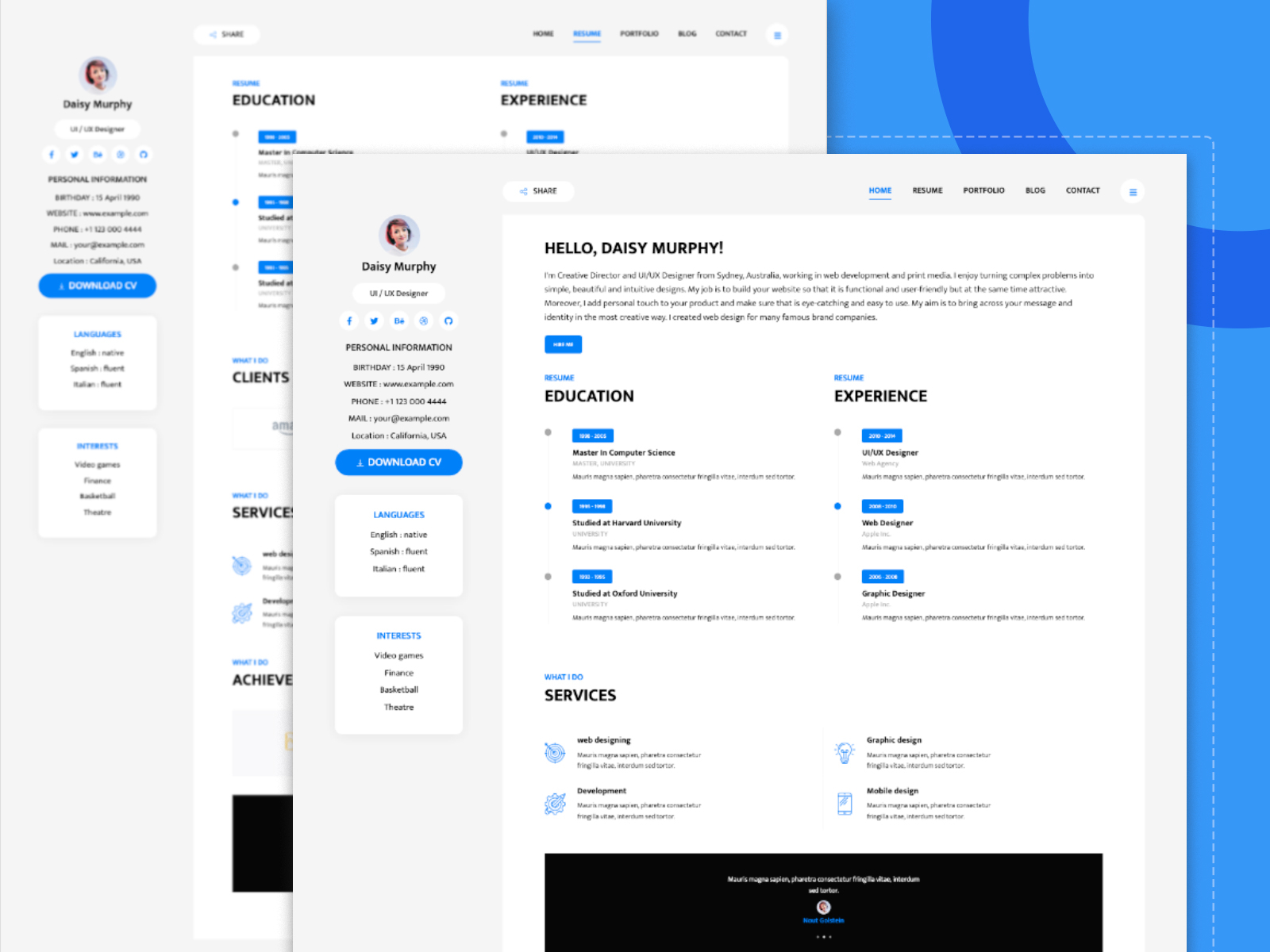 Free Bootstrap Resume Templates By BootstrapDash On Dribbble