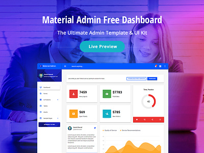 Material Admin Free Dashboard Template admin app bootstrap chart dashboard flat graph material product sidebar template