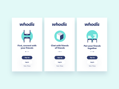 Onboarding for Whodis avenir chat ios messaging next on boarding sign in sign up ui whodis