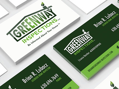 Greenway Inspections branding business cards logo