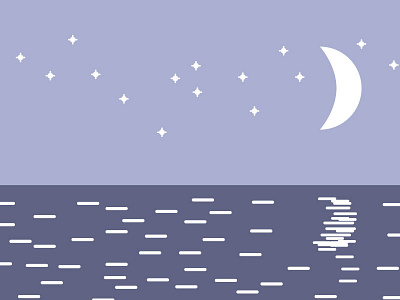Sweet Dreams beach dreams illustration illustrator moon night nighttime ocean sea stars sweet dreams