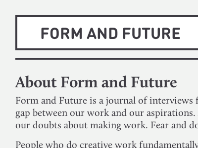 Form and Future about calluna ff din rounded form and future interviews landing page