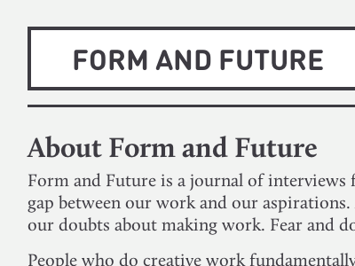 Form and Future